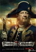 Nouvelle affiche avec Hector Barbossa (Geoffrey Rush) - Pirates des Carabes : la fontaine de jouvence