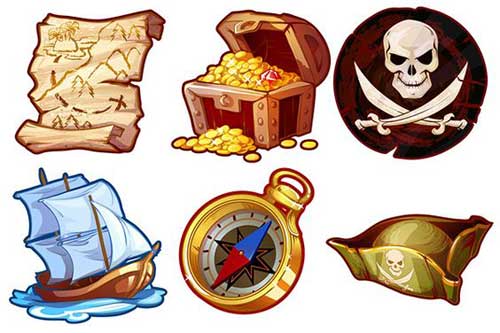 Icônes de jeux - Les accessoires de pirates et corsaires pour le mobile