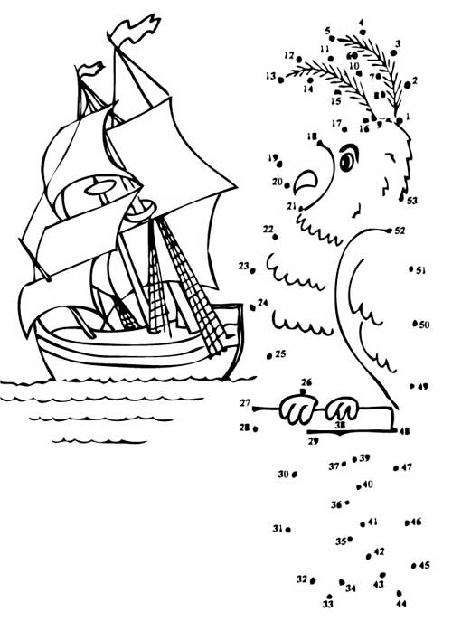 Bateau et perroquet  colorier - Coloriages de pirates  imprimer