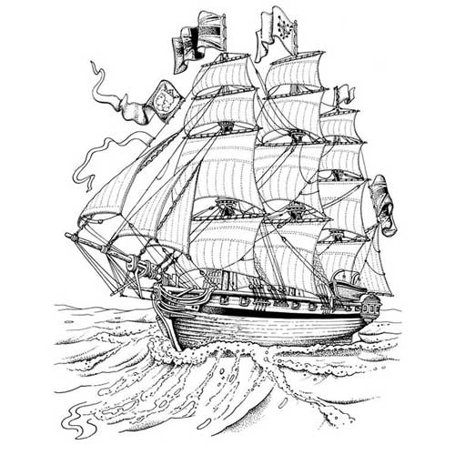 Beau bateau pirate à colorier - Coloriages de pirates à imprimer
