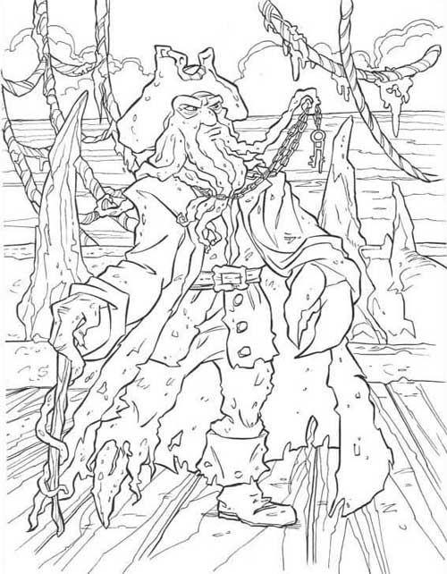 Davy Jones de Pirates des Carabes  colorier - Coloriages de pirates  imprimer