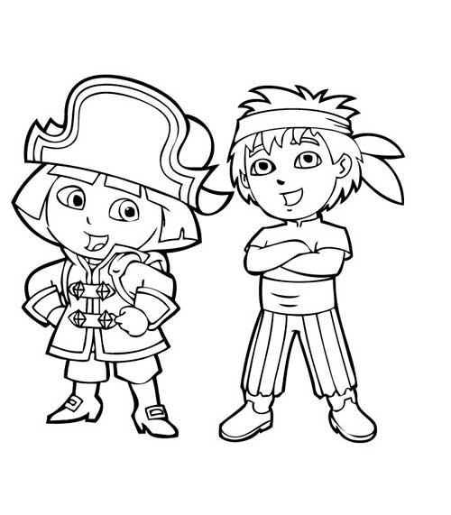 Dora pirate  colorier - Coloriages de pirates  imprimer