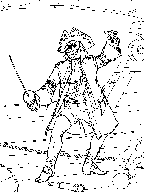 Pirate en garde à colorier - Coloriages de pirates à imprimer