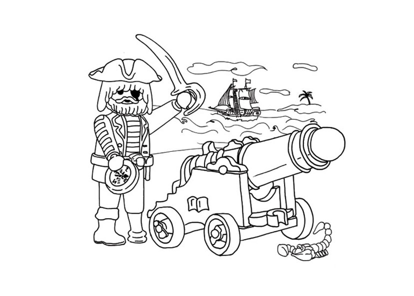 Coloriage Bateau de Pirate en Ligne Gratuit à imprimer