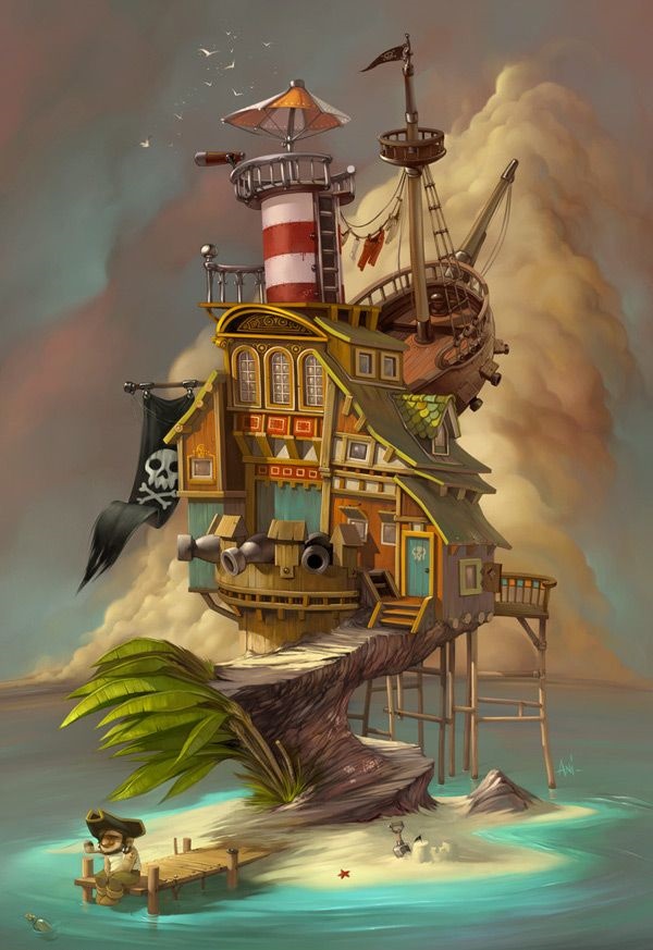 Cabane pirate par Aniii - Les maisons & îles de pirates