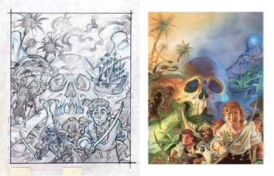 Concept Art de la couverture de Monkey ISland, par Steve Purcell Monkey Island