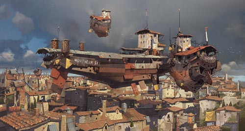 Alongside the Bunker Barge - Ian MCQUE - Steampunk pirates