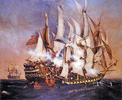 Abordage du Kent, version de 1836, peinture de Louis Garneray