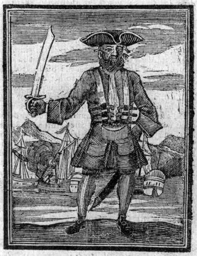Captain Teach, alias Blackbeard, gravure de 1725