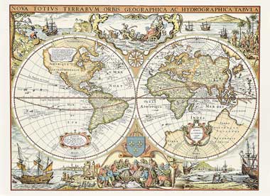 Mappemonde marine du 17me sicle