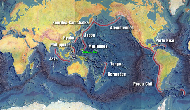 La carte des fosses des ocans