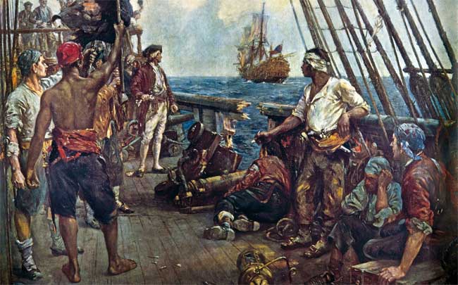 Les pirates en combat naval, tir aux canons