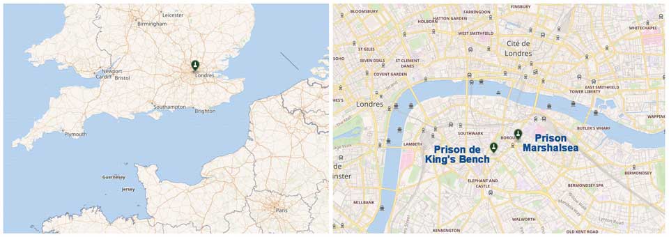 Les prisons de Marshalsea et Kings Bench  Londres