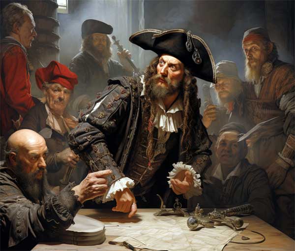 Pirates en train d'élaborer un plan